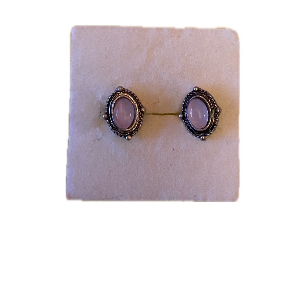 Pink stone stud earrings